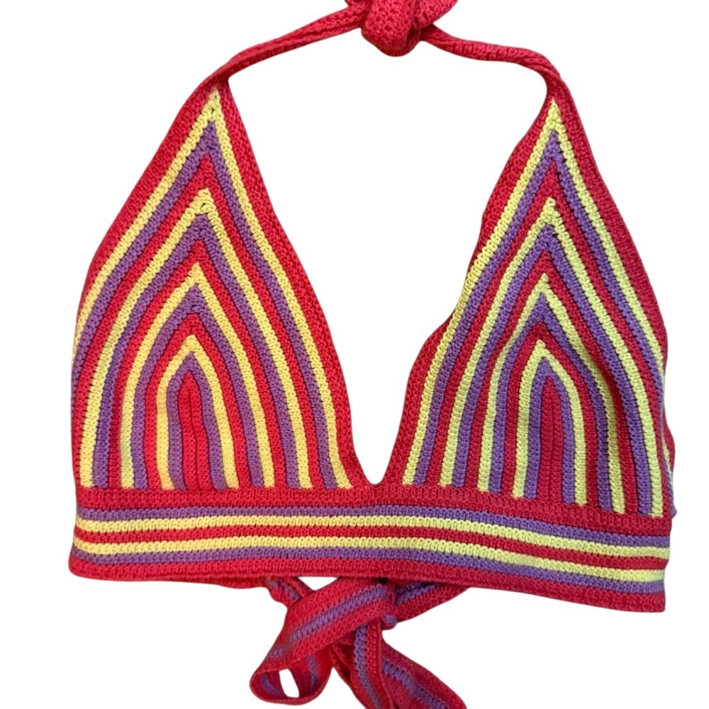 Rue21 Crochet Halter Top Size‎ Large Boho Red Yellow